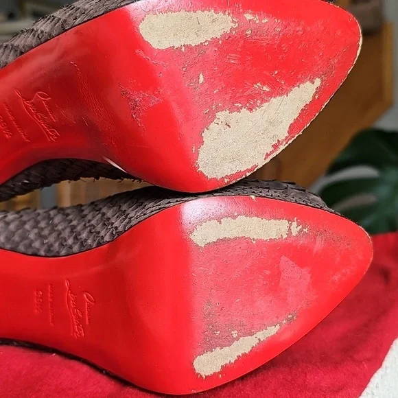 Louboutin Python Peep-Toe Heels - Picture 9 of 13